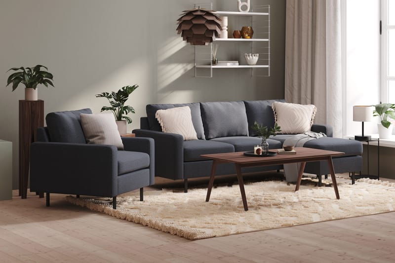 Peppe 3-sits Vändbar L-formad Divansoffa i Tyg - Mörkgrå - Möbler - Vardagsrum - Soffor - Divansoffa & schäslong