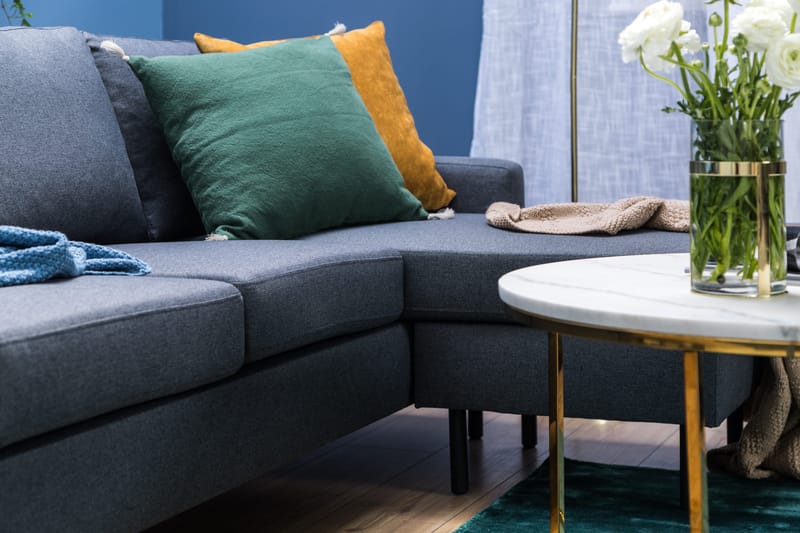 Peppe 3-sits Vändbar L-formad Divansoffa i Tyg - Mörkgrå - Möbler - Vardagsrum - Soffor - Divansoffa & schäslong