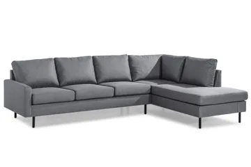 Peppe 4-sits Högervänd L-formad Schäslongsoffa i Tyg - Ljusgrå - Möbler - Vardagsrum - Soffor - Divansoffa & schäslong