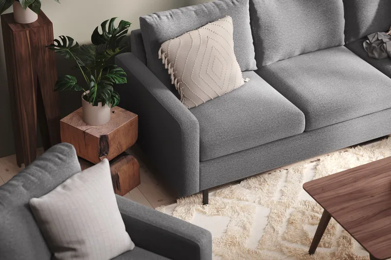 Peppe 4-sits Högervänd L-formad Schäslongsoffa i Tyg - Ljusgrå - Möbler - Vardagsrum - Soffor - Divansoffa & schäslong