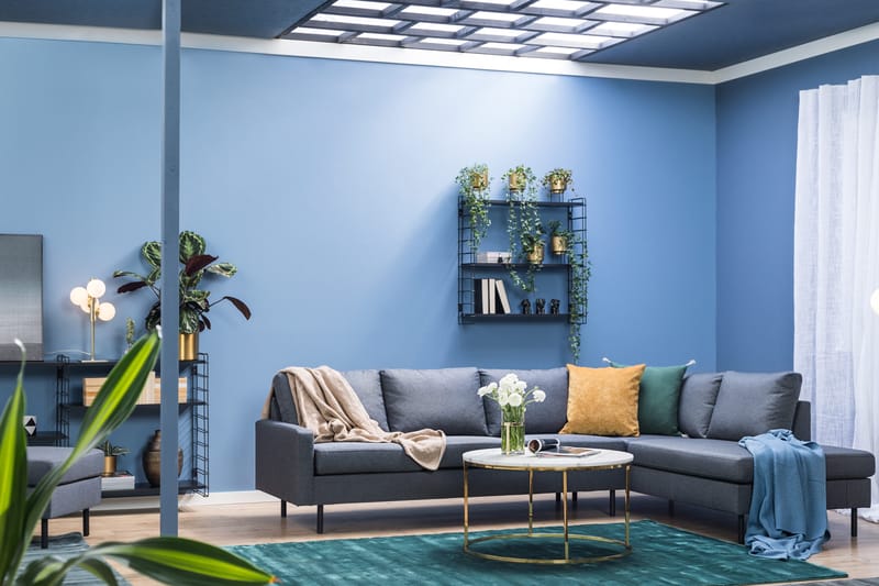 Peppe 4-sits Högervänd L-formad Schäslongsoffa i Tyg - Mörkgrå - Möbler - Vardagsrum - Soffor - Divansoffa & schäslong