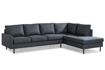 Peppe 4-sits Högervänd L-formad Schäslongsoffa i Tyg - Mörkgrå - Möbler - Vardagsrum - Soffor - Divansoffa & schäslong