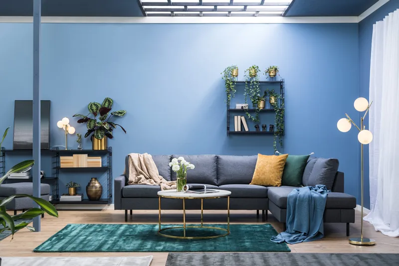 Peppe 4-sits Högervänd L-formad Schäslongsoffa i Tyg - Mörkgrå - Möbler - Vardagsrum - Soffor - Divansoffa & schäslong