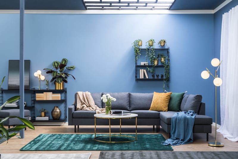 Peppe 4-sits Högervänd L-formad Schäslongsoffa i Tyg - Mörkgrå - Möbler - Vardagsrum - Soffor - Divansoffa & schäslong