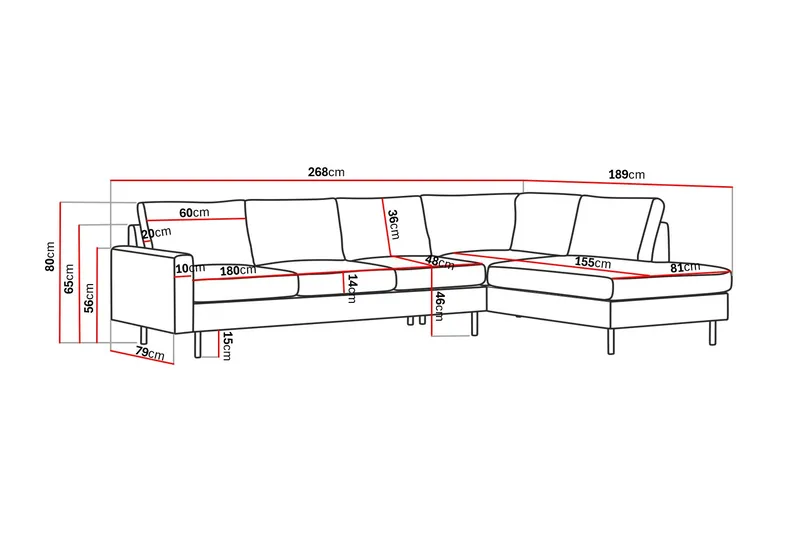 Peppe 4-sits Högervänd L-formad Schäslongsoffa i Tyg - Mörkgrå - Möbler - Vardagsrum - Soffor - Divansoffa & schäslong