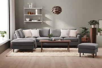 Peppe 4-sits Vänstervänd L-formad Schäslongsoffa i Tyg - Ljusgrå - Möbler - Vardagsrum - Soffor - Divansoffa & schäslong