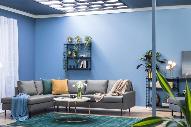 Peppe 4-sits Vänstervänd L-formad Schäslongsoffa i Tyg - Ljusgrå - Möbler - Vardagsrum - Soffor - Divansoffa & schäslong