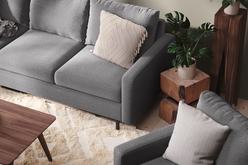 Peppe 4-sits Vänstervänd L-formad Schäslongsoffa i Tyg - Ljusgrå - Möbler - Vardagsrum - Soffor - Divansoffa & schäslong