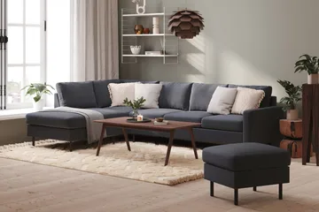 Peppe 4-sits Vänstervänd L-formad Schäslongsoffa i Tyg - Mörkgrå - Möbler - Vardagsrum - Soffor - Divansoffa & schäslong
