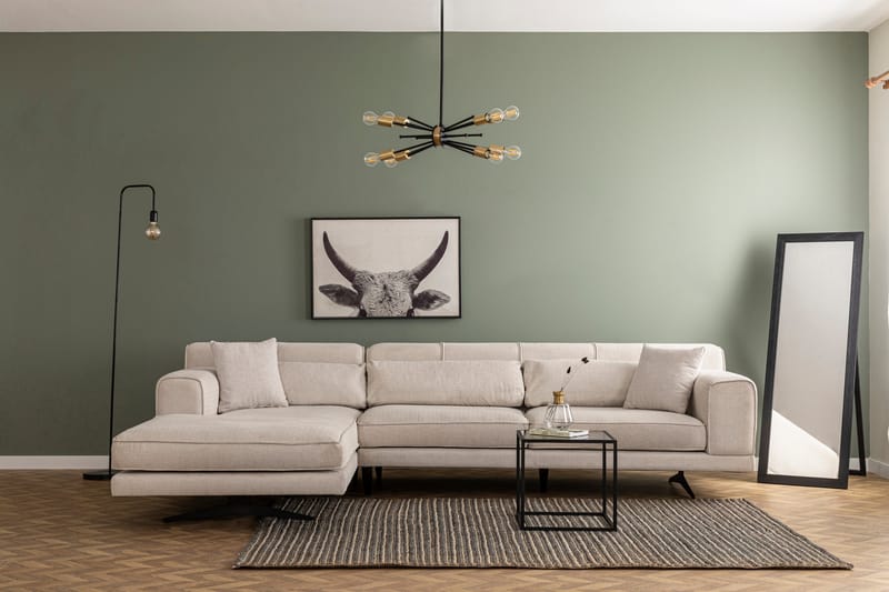 POLONES Divansoffa Vänster Beige/Svart - Möbler - Vardagsrum - Soffor - Divansoffa & schäslong