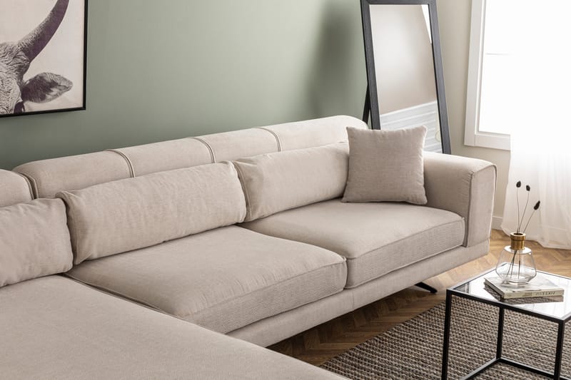 POLONES Divansoffa Vänster Beige/Svart - Möbler - Vardagsrum - Soffor - Divansoffa & schäslong