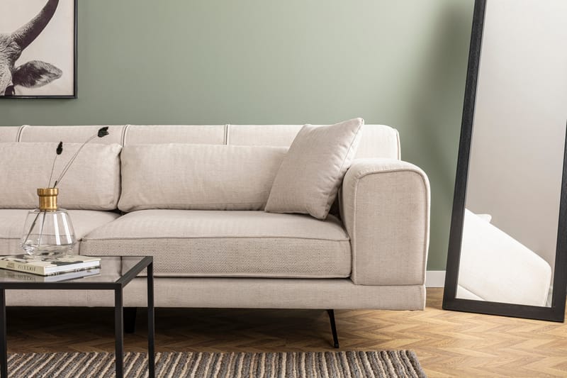 POLONES Divansoffa Vänster Beige/Svart - Möbler - Vardagsrum - Soffor - Divansoffa & schäslong