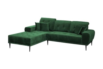 RAPAKI 3-sits Soffa med Divan Vänster Kuddar Sammet/Grön