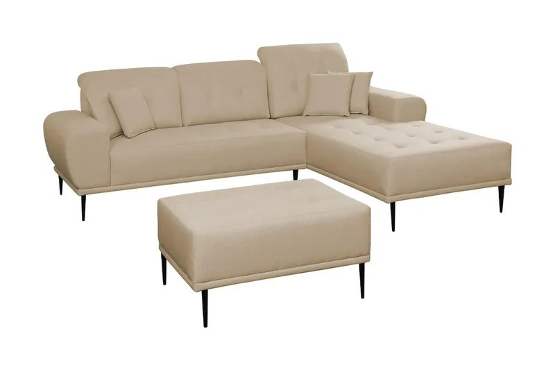 Rapale Soffgrupp Höger med Fotpall, Beige