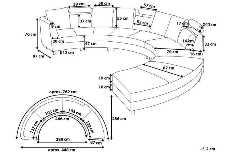 Rotunde Divansoffa 448 cm - Brun - Möbler - Vardagsrum - Soffor - Skinnsoffor