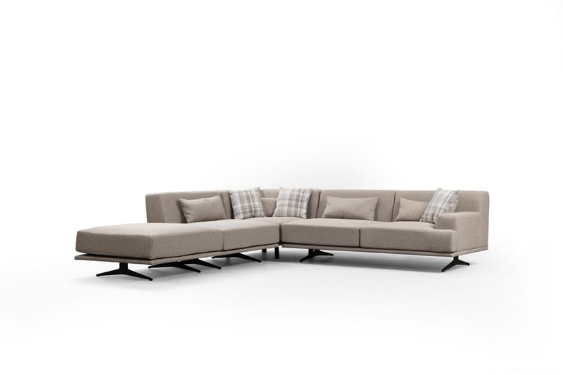 Sanroman Vänstervänd L-formad Schäslongsoffa 302 cm i Tyg - Beige - Möbler - Vardagsrum - Soffor - Divansoffa & schäslong