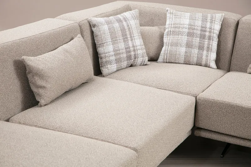 Sanroman Vänstervänd L-formad Schäslongsoffa 302 cm i Tyg - Beige - Möbler - Vardagsrum - Soffor - Divansoffa & schäslong