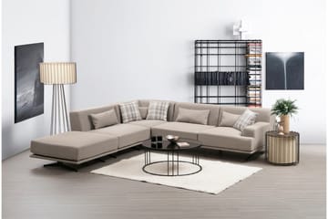 Sanroman Vänstervänd L-formad Schäslongsoffa 302 cm i Tyg - Beige - Möbler - Vardagsrum - Soffor - Divansoffa & schäslong