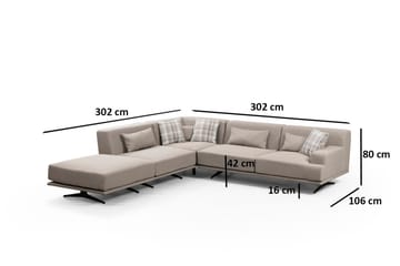 Sanroman Vänstervänd L-formad Schäslongsoffa 302 cm i Tyg - Beige - Möbler - Vardagsrum - Soffor - Divansoffa & schäslong