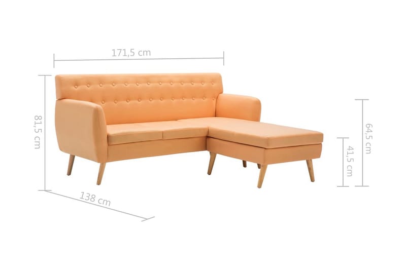 Soffa L-formad tyg 171,5x138x81,5 cm orange - Orange - Möbler - Vardagsrum - Soffor - Divansoffa & schäslong