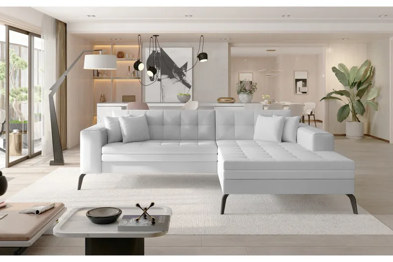 Solangis Divansoffa Höger, Läder/Vit