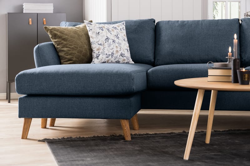 Trend 4-sits Högervänd L-formad Schäslongsoffa i Tyg - Blå - Möbler - Vardagsrum - Soffor - Divansoffa & schäslong