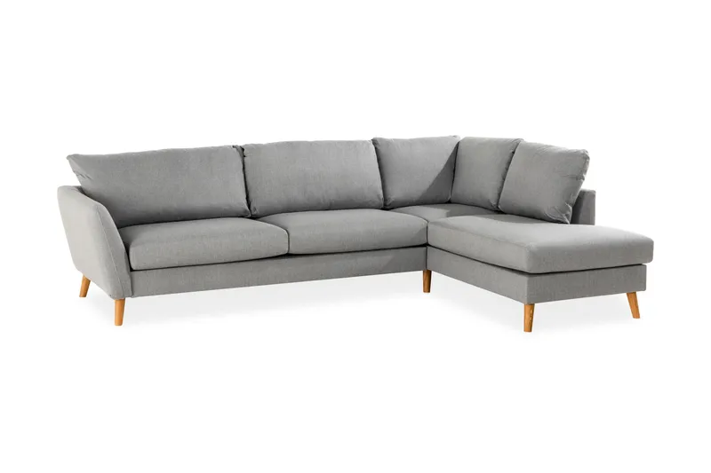 Trend 4-sits Högervänd L-formad Schäslongsoffa i Tyg - Grå - Möbler - Vardagsrum - Soffor - Divansoffa & schäslong