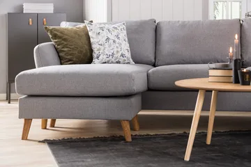 Trend 4-sits Högervänd L-formad Schäslongsoffa i Tyg - Grå - Möbler - Vardagsrum - Soffor - Divansoffa & schäslong