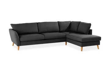 Trend 4-sits Högervänd L-formad Schäslongsoffa i Tyg - Svart - Möbler - Vardagsrum - Soffor - Divansoffa & schäslong