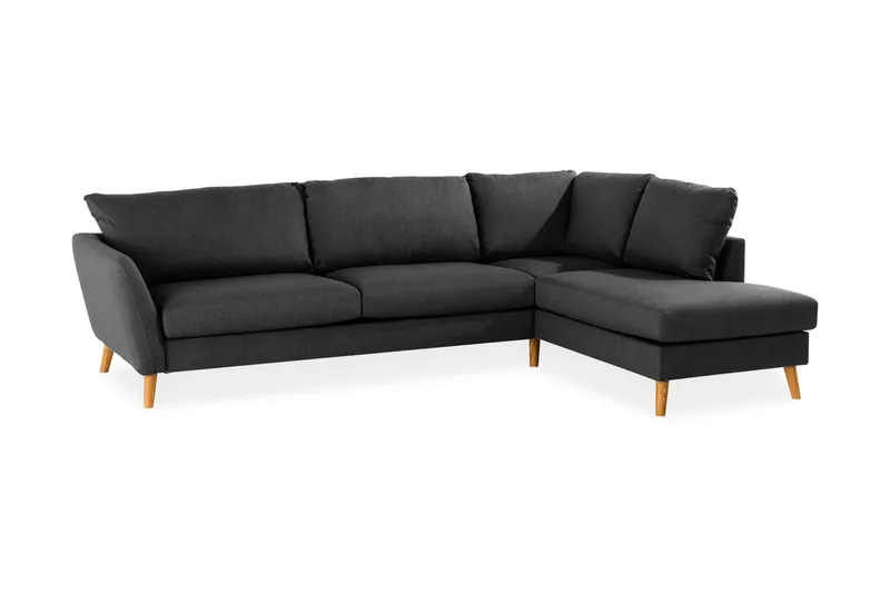Trend 4-sits Högervänd L-formad Schäslongsoffa i Tyg - Svart - Möbler - Vardagsrum - Soffor - Divansoffa & schäslong