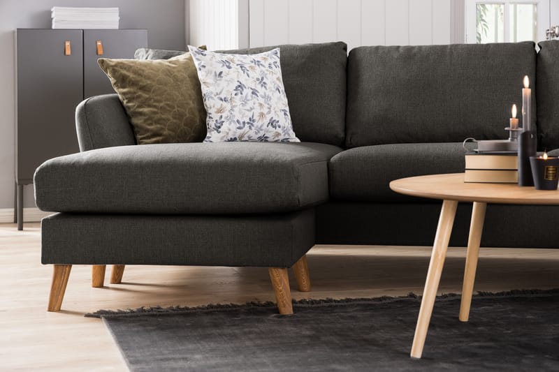 Trend 4-sits Högervänd L-formad Schäslongsoffa i Tyg - Svart - Möbler - Vardagsrum - Soffor - Divansoffa & schäslong