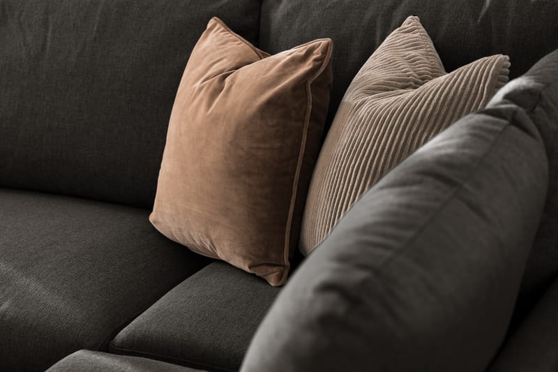 Trend 4-sits Högervänd L-formad Schäslongsoffa i Tyg - Svart - Möbler - Vardagsrum - Soffor - Divansoffa & schäslong