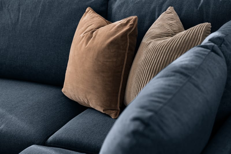 Trend 4-sits Vänstervänd L-formad Schäslongsoffa i Tyg - Blå - Möbler - Vardagsrum - Soffor - Divansoffa & schäslong