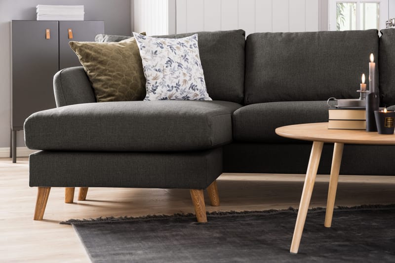 Trend 4-sits Vänstervänd L-formad Schäslongsoffa i Tyg - Svart - Möbler - Vardagsrum - Soffor - Divansoffa & schäslong