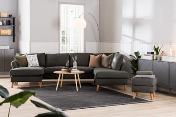 Trend 4-sits Vänstervänd L-formad Schäslongsoffa i Tyg - Svart - Möbler - Vardagsrum - Soffor - Divansoffa & schäslong