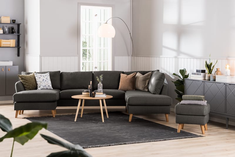 Trend 4-sits Vänstervänd L-formad Schäslongsoffa i Tyg - Svart - Möbler - Vardagsrum - Soffor - Divansoffa & schäslong