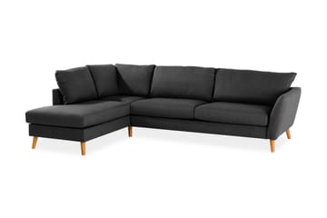 Trend 4-sits Vänstervänd L-formad Schäslongsoffa i Tyg - Svart - Möbler - Vardagsrum - Soffor - Divansoffa & schäslong