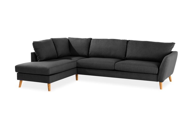 Trend 4-sits Vänstervänd L-formad Schäslongsoffa i Tyg - Svart - Möbler - Vardagsrum - Soffor - Divansoffa & schäslong