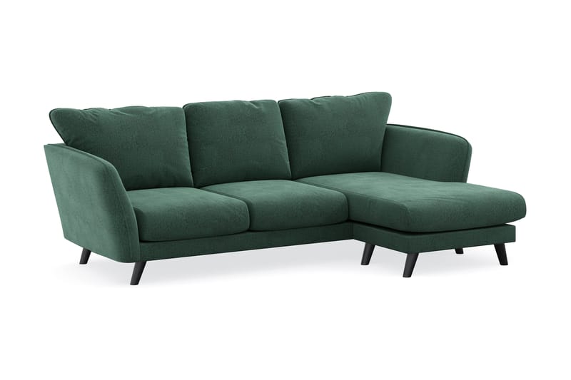 Trend Lyx 3-sits Högervänd L-formad Divansoffa i Sammet - Mörkgrön - Möbler - Vardagsrum - Soffor - Divansoffa & schäslong