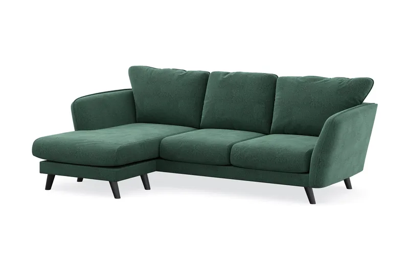 Trend Lyx 3-sits Vänstervänd L-formad Divansoffa i Sammet - Mörkgrön - Möbler - Vardagsrum - Soffor - Divansoffa & schäslong