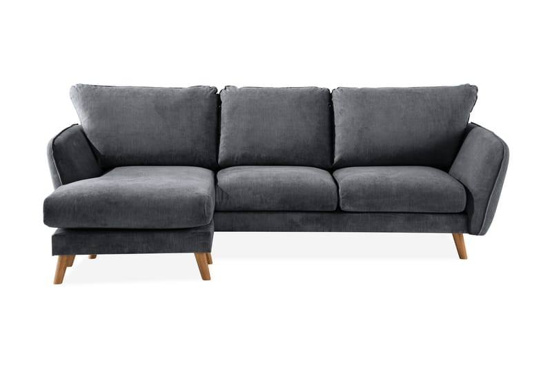 Trend Lyx 3-sits Vänstervänd L-formad Divansoffa i Tyg - Mörkgrå - Möbler - Vardagsrum - Soffor - Divansoffa & schäslong