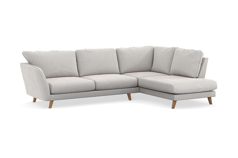 Trend Lyx 4-sits Högervänd L-formad Schäslongsoffa i Sammet - Krämvit - Möbler - Vardagsrum - Soffor - Divansoffa & schäslong