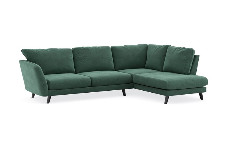 Trend Lyx 4-sits Högervänd L-formad Schäslongsoffa i Sammet - Mörkgrön - Möbler - Vardagsrum - Soffor - Divansoffa & schäslong