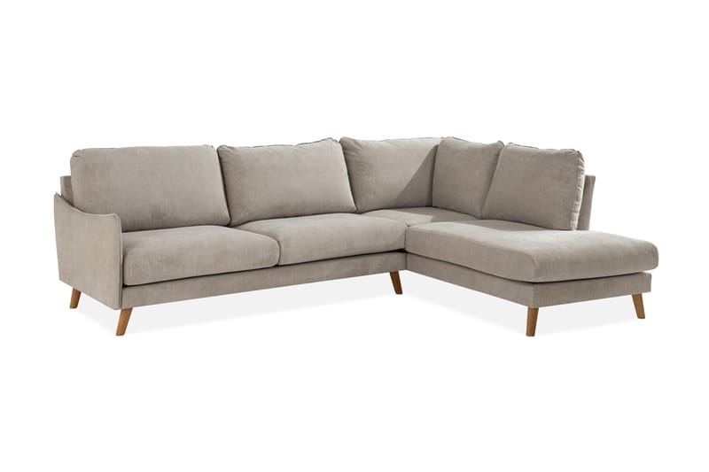 Trend Lyx 4-sits Högervänd L-formad Schäslongsoffa i Tyg - Beige - Möbler - Vardagsrum - Soffor - Divansoffa & schäslong