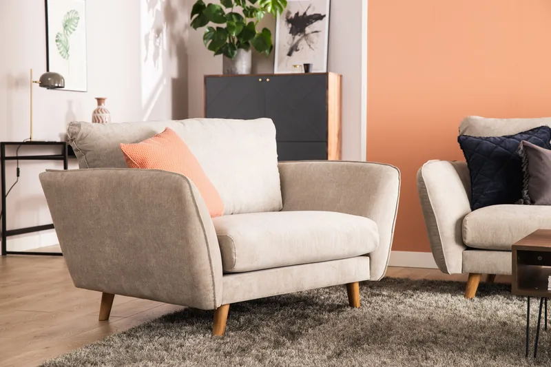 Trend Lyx 4-sits Högervänd L-formad Schäslongsoffa i Tyg - Beige - Möbler - Vardagsrum - Soffor - Divansoffa & schäslong