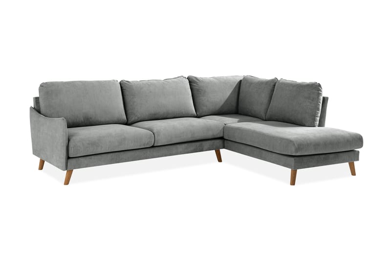Trend Lyx 4-sits Högervänd L-formad Schäslongsoffa i Tyg - Grå - Möbler - Vardagsrum - Soffor - Divansoffa & schäslong