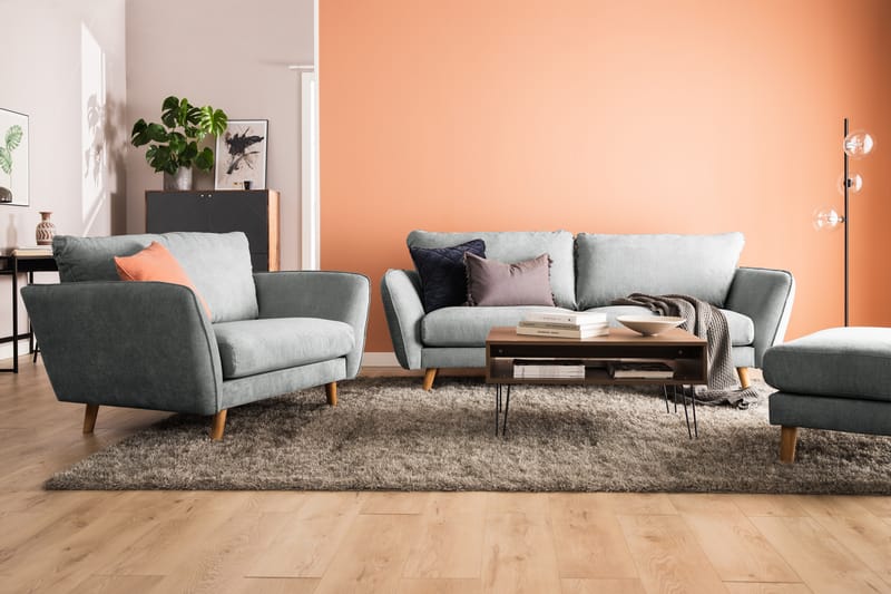 Trend Lyx 4-sits Högervänd L-formad Schäslongsoffa i Tyg - Grå - Möbler - Vardagsrum - Soffor - Divansoffa & schäslong