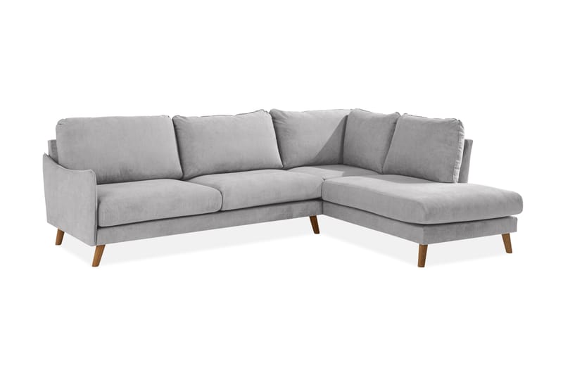 Trend Lyx 4-sits Högervänd L-formad Schäslongsoffa i Tyg - Ljusgrå - Möbler - Vardagsrum - Soffor - Divansoffa & schäslong