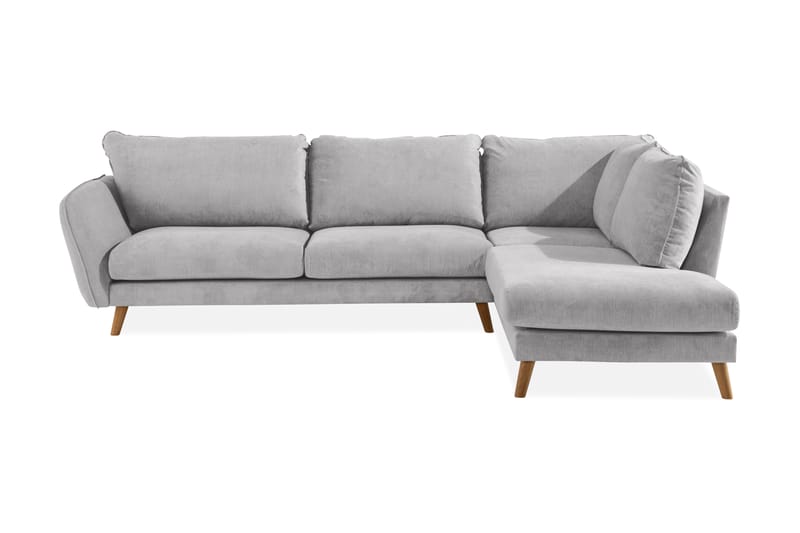 Trend Lyx 4-sits Högervänd L-formad Schäslongsoffa i Tyg - Ljusgrå - Möbler - Vardagsrum - Soffor - Divansoffa & schäslong