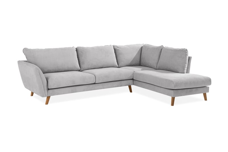 Trend Lyx 4-sits Högervänd L-formad Schäslongsoffa i Tyg - Ljusgrå - Möbler - Vardagsrum - Soffor - Divansoffa & schäslong
